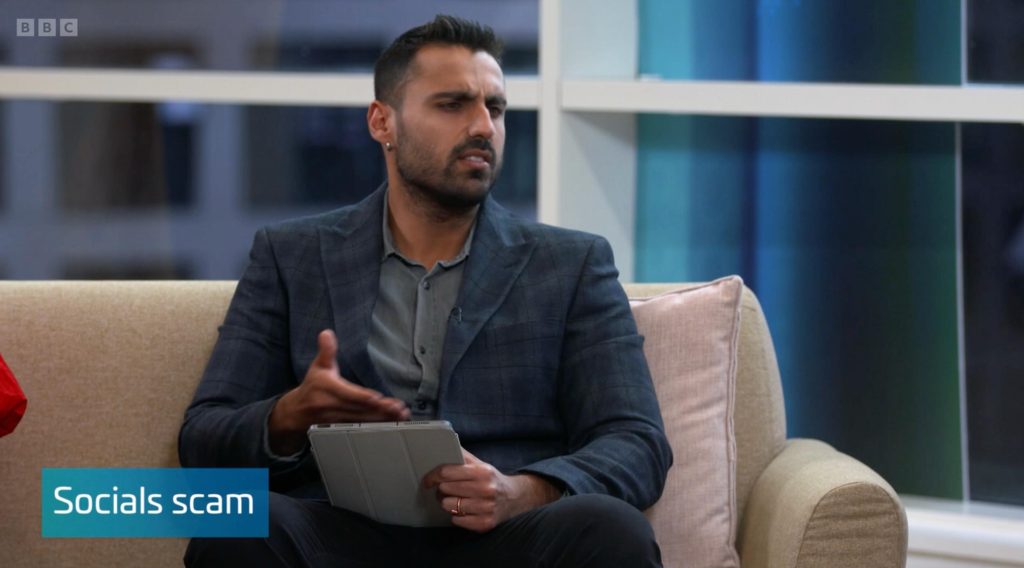 Ax Sharma on BBC Rip-Off Britain season 17, episode 28 - expert commentary on "Social scams" targeting Britons.